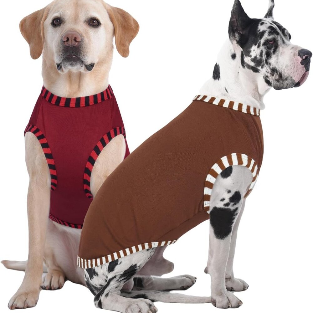 2 Pack Big Dog T-Shirt for Large Dogs, Pet Tee Summer Shirts Vest Sleeveless,Lig